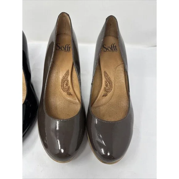 2x Sofft Lana Black & Brown Patent Leather Classic Pump Womens Size 8 M shoe - Picture 3 of 16